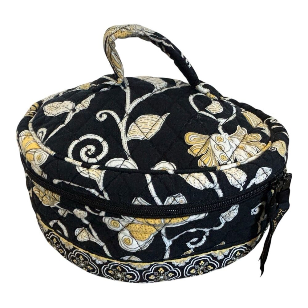 RETIRED Vera Bradley Jasmine Home & Away Round Travel Cosmetic Case Vintage Rare